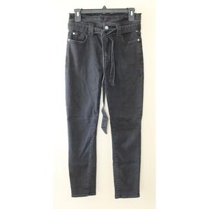 7 For All Mankind Womens Black Belted High Waisted Skinny Jeans 28